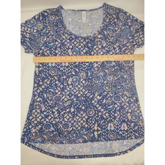 LuLaRoe Top M Classic T Blue Floral Shirt Stretch Womens Size Perfect Shirt - Picture 9 of 10